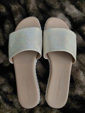 Karl Lagerfeld Paris Iridescent Snake Slide Sandals